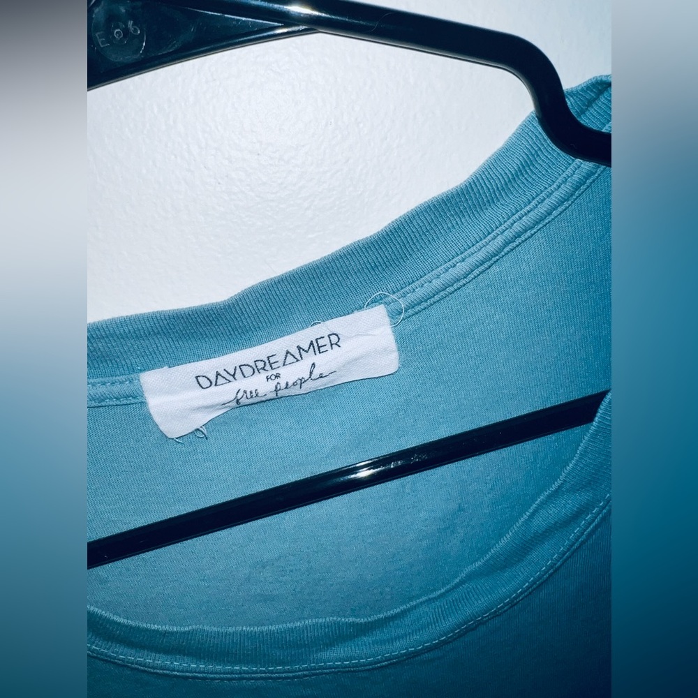 Free People Daydreamer Teal Blue Oversized Short Sleeve Tee - Picture 7 of 8